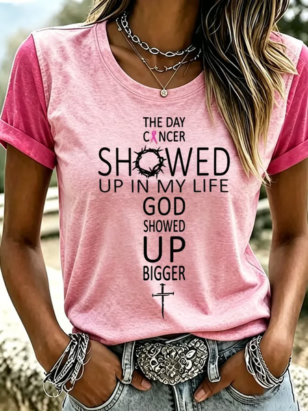 Women Text Letters Short Sleeve Tee T-shirt Crew Neck Printing Casual Graphic Tee Summer Top