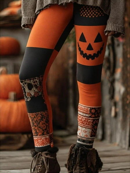 Women Halloween (pumpkin) Casual All Season Long Leggings Trousers