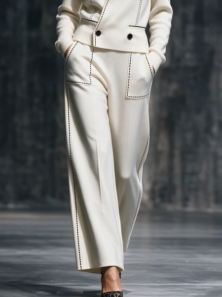 High Elasticity Casual Color Block Straight Pants 1 High Elasticity Casual Color Block Straight Pants