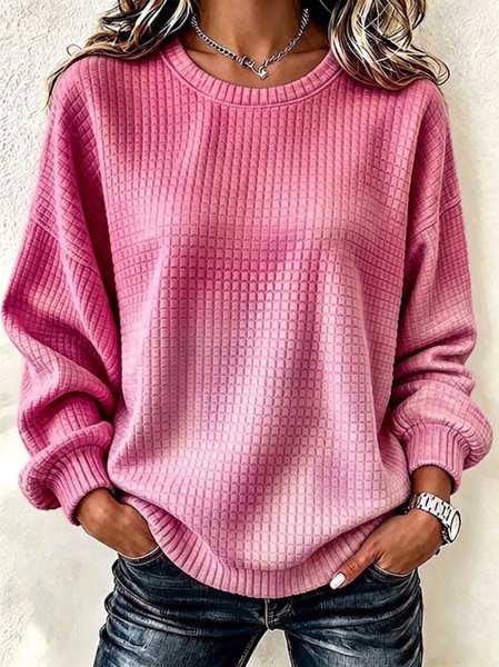 Women Ombre Crew Neck Casual Spring/Fall Long Sleeve Sweatshirt