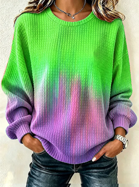 Women Abstract Crew Neck Printing Casual Spring/Fall Long Sleeve Sweatshirt