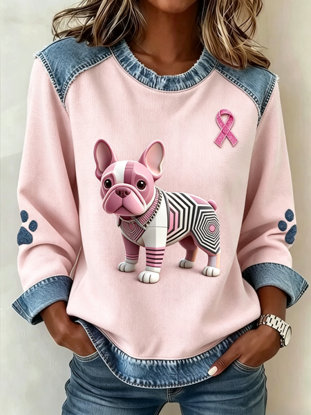 Women Animal Crew Neck Printing Casual Spring/Fall Long Sleeve Sweatshirt