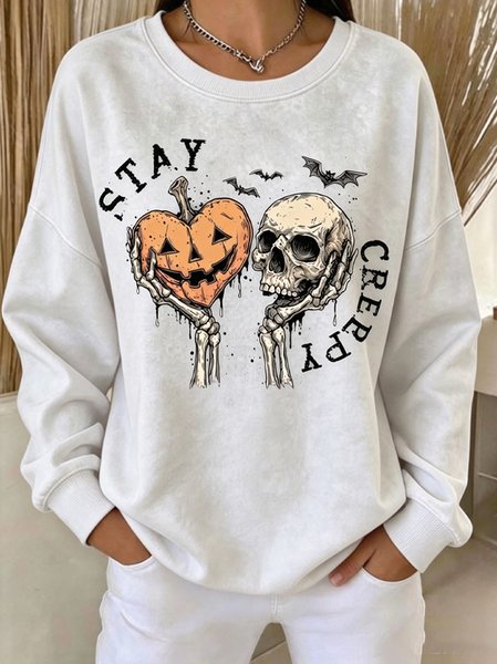 Women Skull Crew Neck Casual Spring/Fall Long Sleeve Sweatshirt