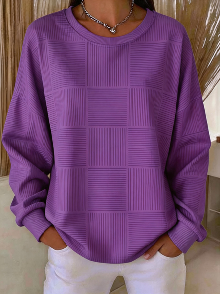 Women Geometric Crew Neck Casual Spring/Fall Long Sleeve Sweatshirt