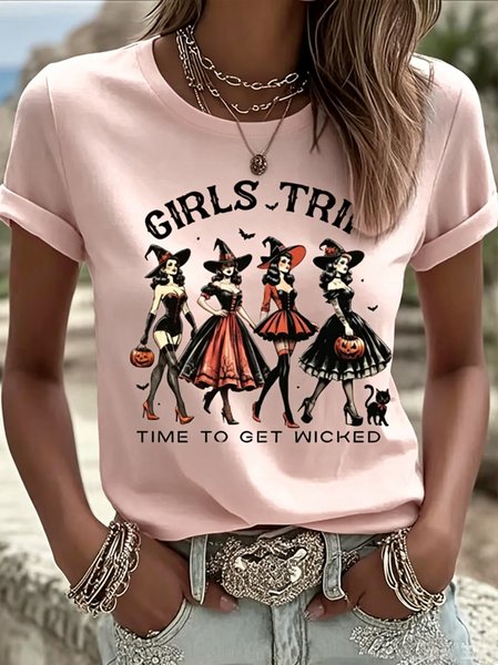 Women Text Letters Short Sleeve Tee T-shirt Crew Neck Casual Summer Top