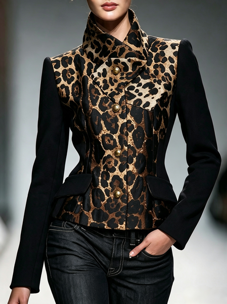 Urban Printing Leopard Mock Neck Jacket 1 Urban Printing Leopard Mock Neck Jacket