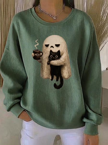 Women Halloween Crew Neck Casual Spring/Fall Long Sleeve Sweatshirt