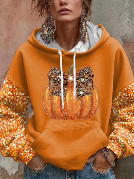 Women Leopard Printing Long Sleeve Casual Daily Spring/Fall Hoodie