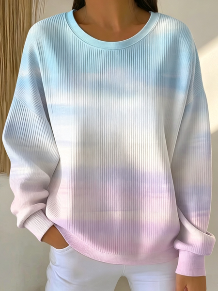 Women Abstract Crew Neck Printing Casual Spring/Fall Long Sleeve Sweatshirt