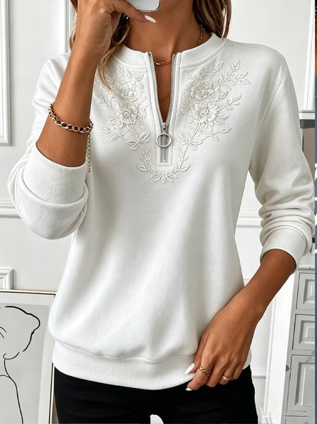 Women Floral Crew Neck Casual Spring/Fall Long Sleeve Sweatshirt