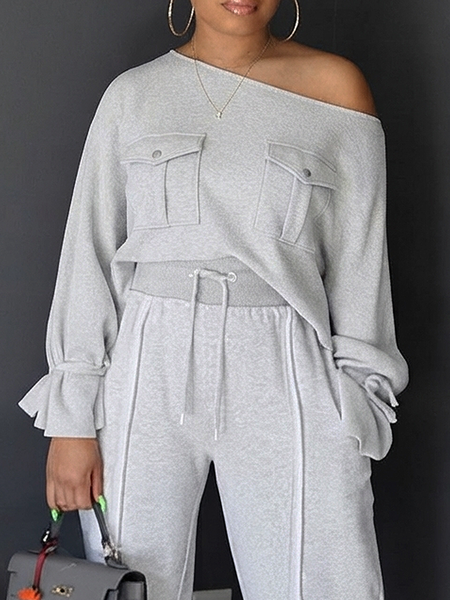 Medium Elasticity Casual Plain Asymmetrical Sweatshirt