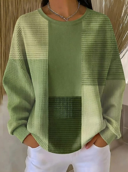 Women Abstract Crew Neck Printing Casual Spring/Fall Long Sleeve Sweatshirt