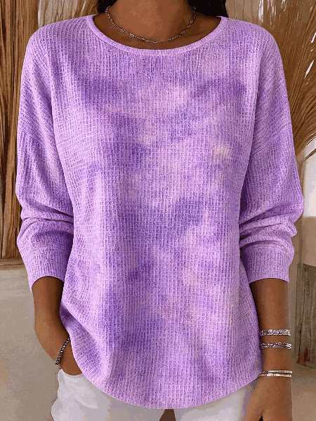 Women Ombre Long Sleeve Tee T-shirt Crew Neck Printing Casual Spring/Fall Top