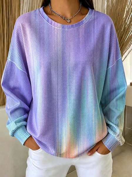 Women Ombre Crew Neck Casual Spring/Fall Long Sleeve Sweatshirt
