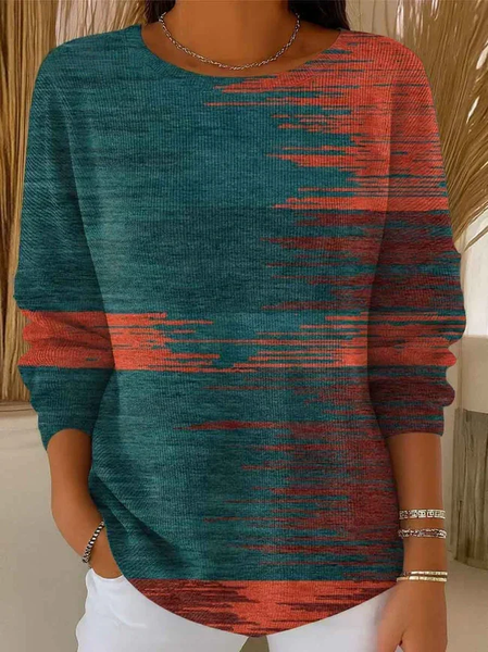 Women Abstract Printing Casual Long Sleeve Crew Neck Spring/Fall Sweater