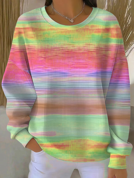 Women Abstract Crew Neck Printing Casual Spring/Fall Long Sleeve Sweatshirt