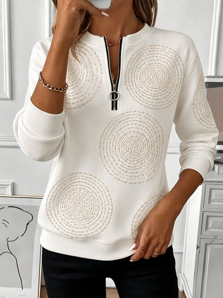 Women Geometric Crew Neck Casual Spring/Fall Long Sleeve Sweatshirt