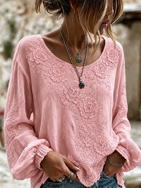 Women Floral Crew Neck Long Sleeve Blouse Printing Casual Daily Spring/Fall Top