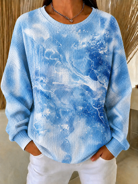 Women Random Print Crew Neck Casual Spring/Fall Long Sleeve Sweatshirt