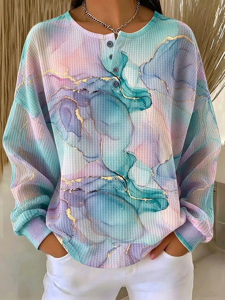 Women Abstract Crew Neck Printing Casual Spring/Fall Long Sleeve Sweatshirt