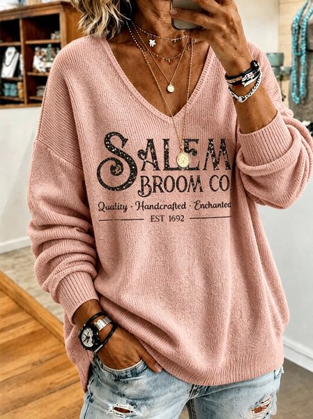 Women Halloween Long Sleeve Tee T-shirt V Neck Casual Spring/Fall Top