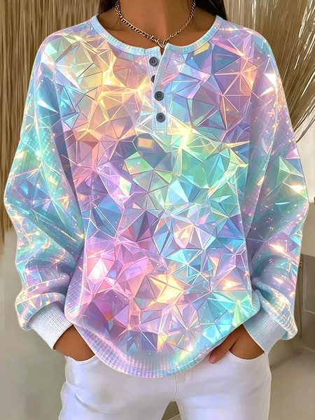 Women Abstract Crew Neck Printing Casual Spring/Fall Long Sleeve Sweatshirt