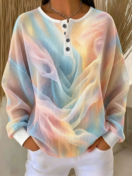 Women Abstract Crew Neck Printing Casual Spring/Fall Long Sleeve Sweatshirt