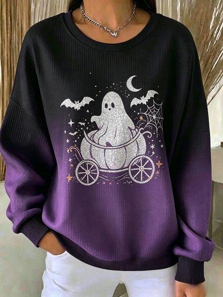 Women Halloween Crew Neck Casual Spring/Fall Long Sleeve Sweatshirt