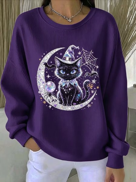 Women Halloween Crew Neck Casual Spring/Fall Long Sleeve Sweatshirt