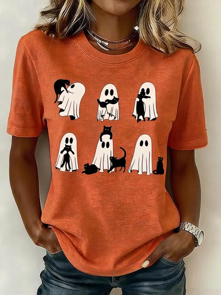 Women Cartoon Short Sleeve Tee T-shirt Crew Neck Casual Summer Top