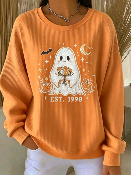 Women Halloween Crew Neck Casual Spring/Fall Long Sleeve Sweatshirt