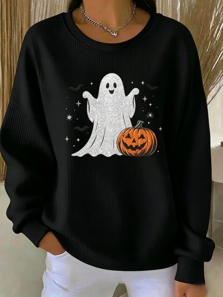 Women Halloween Crew Neck Casual Spring/Fall Long Sleeve Sweatshirt