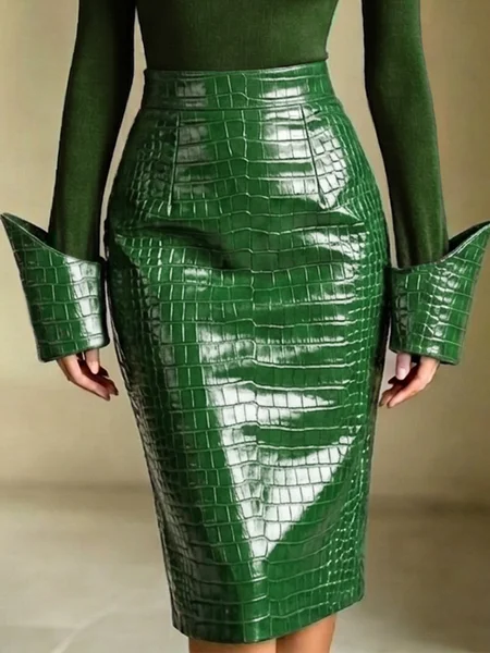 Urban Solid PU Leather Fully Lined Zipper Midi Pencil Skirt 1 Urban Solid PU Leather Fully Lined Zipper Midi Pencil Skirt