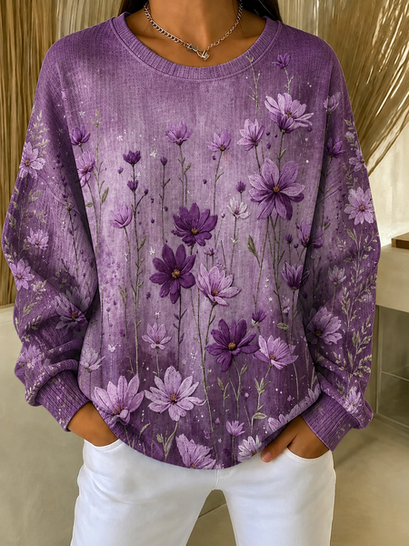 Women Ombre Crew Neck Casual Spring/Fall Long Sleeve Sweatshirt