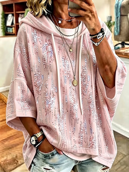 Women Abstract Printing Half Sleeve Casual Daily Spring/Fall Hoodie
