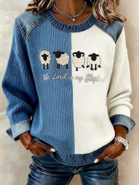 Women Animal Crew Neck Printing Casual Spring/Fall Long Sleeve Sweatshirt