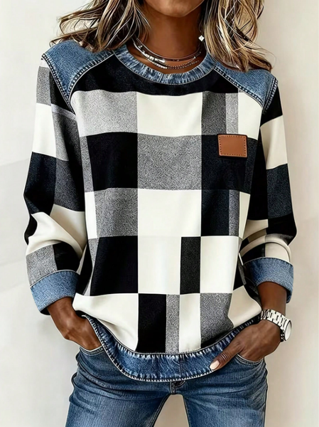 Women Abstract Graphic Crew Neck Printing Casual Spring/Fall Long Sleeve Sweatshirt