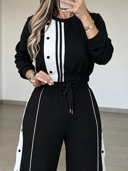 Medium Elasticity Casual Color Block Long Sleeve Sweatshirt