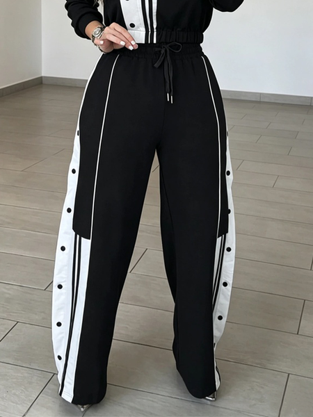 Medium Elasticity Casual Color Block Straight Pants 1 Medium Elasticity Casual Color Block Straight Pants