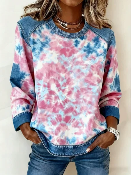 Women Abstract Graphic Crew Neck Printing Casual Spring/Fall Long Sleeve Sweatshirt