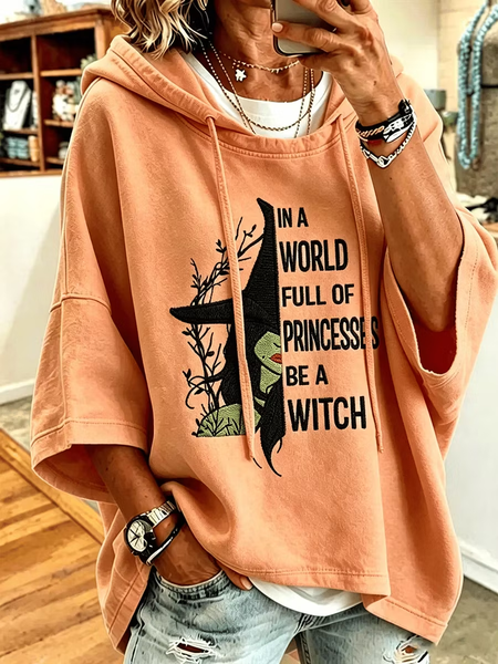 Women Text Letters Half Sleeve Casual Holiday Spring/Fall Hoodie