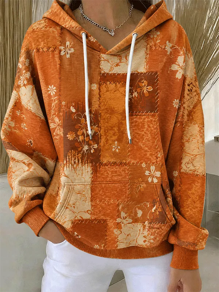 Women Floral Printing Long Sleeve Casual Daily Spring/Fall Hoodie
