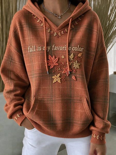 Women Plaid Printing Long Sleeve Casual Daily Spring/Fall Hoodie