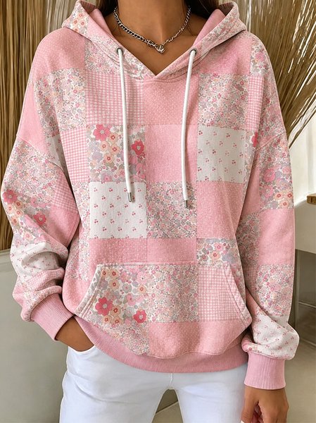 Women Geometric Long Sleeve Vintage Daily Spring/Fall Hoodie
