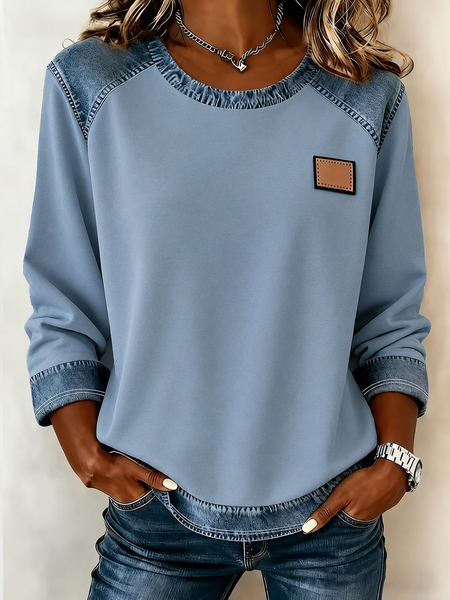 Women Geometric Crew Neck Printing Casual Spring/Fall Long Sleeve Sweatshirt