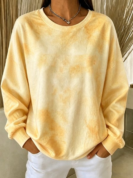 Women Tie-Dye Pattern Crew Neck Casual Spring/Fall Long Sleeve Sweatshirt