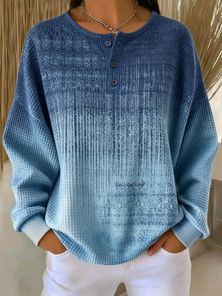 Women Abstract Crew Neck Printing Casual Spring/Fall Long Sleeve Sweatshirt