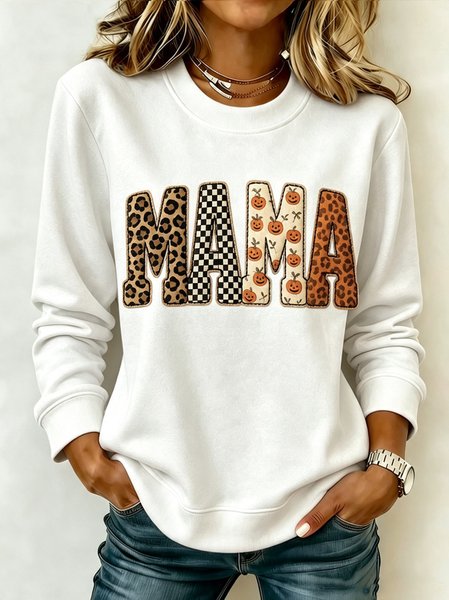 Women Text Letters Crew Neck Casual Spring/Fall Long Sleeve Sweatshirt