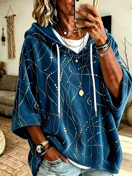 Women Abstract Graphic Half Sleeve Casual Holiday Spring/Fall Hoodie