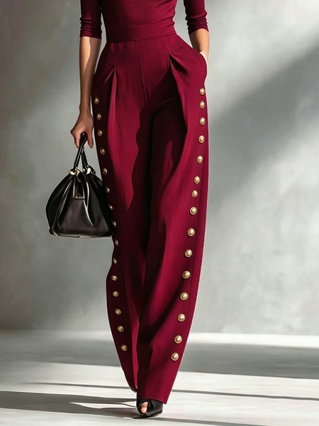 Urban Plain Buttoned Straight Pants 1 Urban Plain Buttoned Straight Pants
